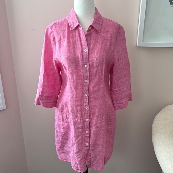 lilibleu Tops - Lilibleu l 100% Linen Pink Tunic
